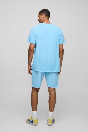 Light Blue Oversized Nirvana License T-Shirt & Short Set