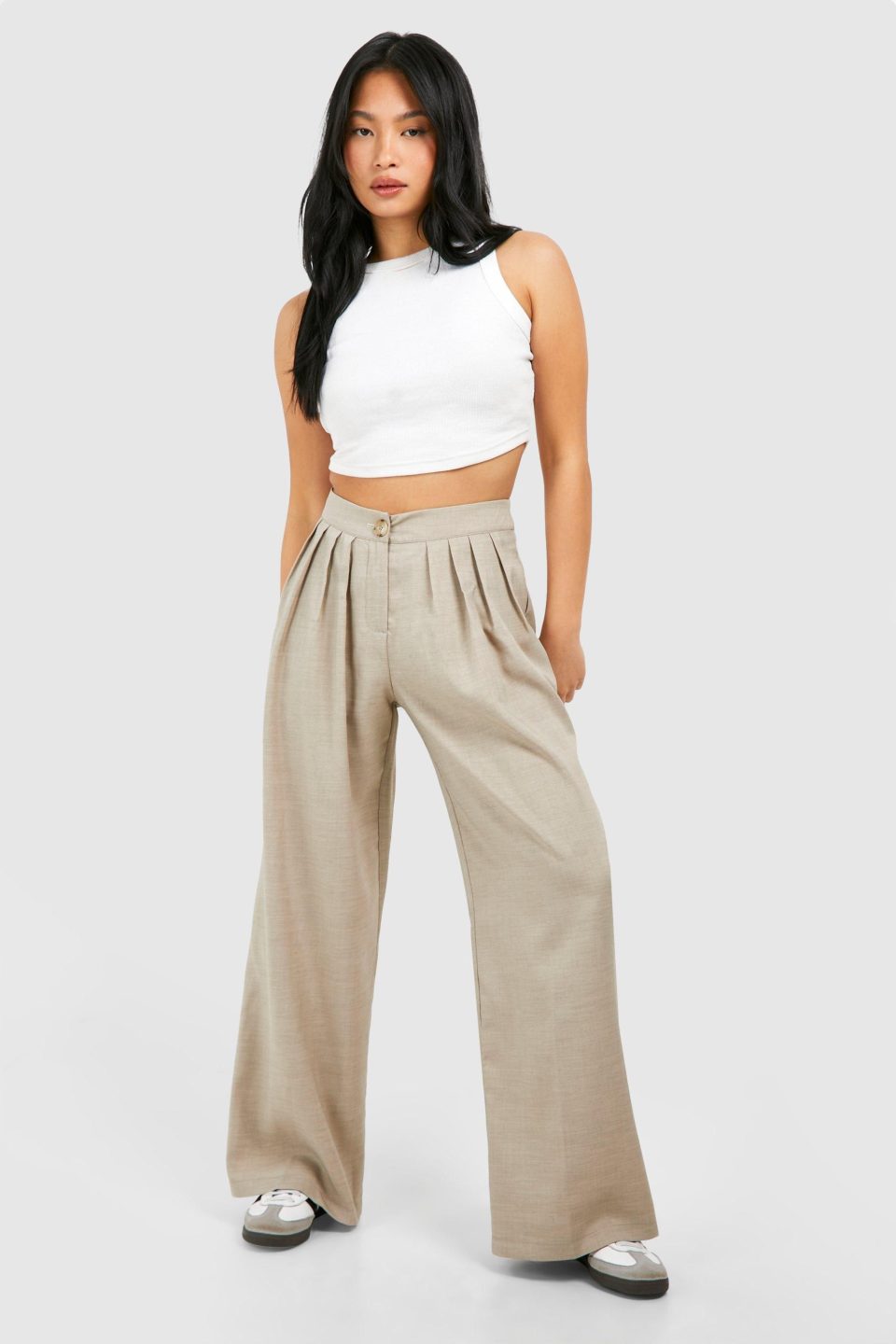 Petite Pleated Wide Leg Trousers