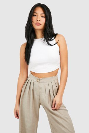 Petite Pleated Wide Leg Trousers