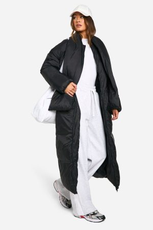 Tall 2 In 1 Longline Scarf Puffer Jacket