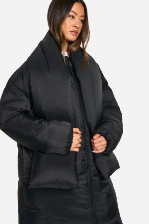 Tall 2 In 1 Longline Scarf Puffer Jacket