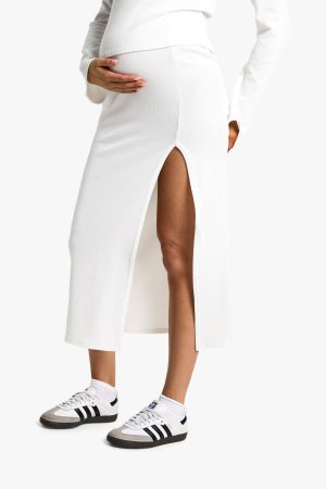 Maternity Textured Rib Midaxi Skirt