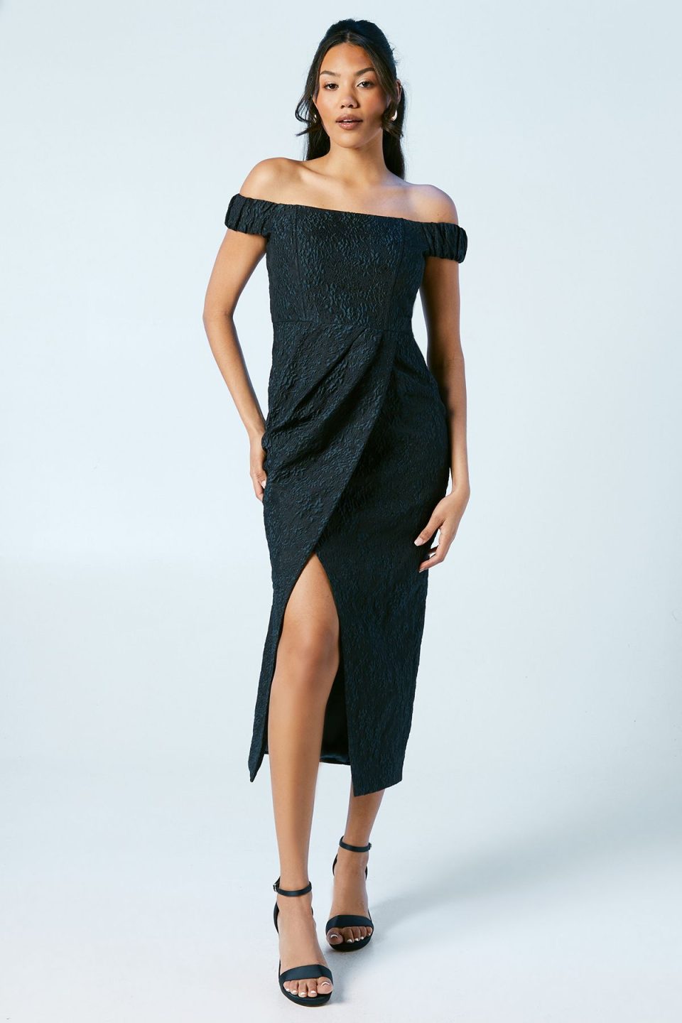 Jacquard Bardot Bridesmaids Column Dress