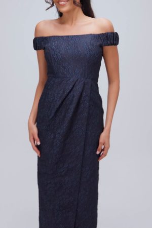 Jacquard Bardot Bridesmaids Column Dress