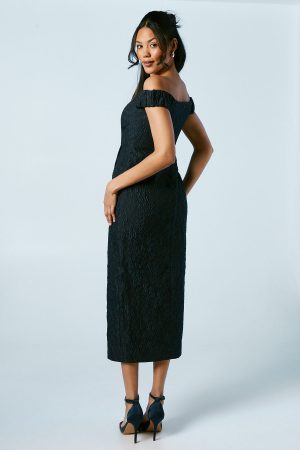 Jacquard Bardot Bridesmaids Column Dress