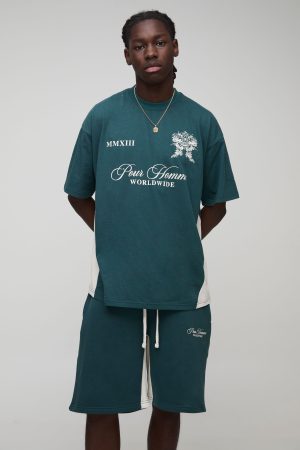 Oversized Homme Colour Block T-Shirt & Short Set