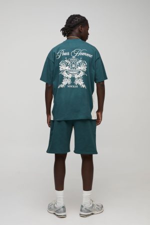 Oversized Homme Colour Block T-Shirt & Short Set