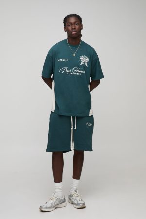 Oversized Homme Colour Block T-Shirt & Short Set