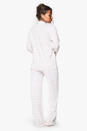 Bow Print Long Sleeve Shirt & Trousers Pyjama Set