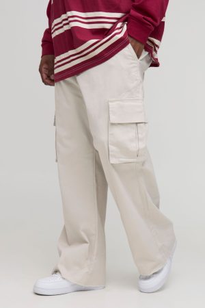 Plus Fixed Waist Cargo Flared Trousers