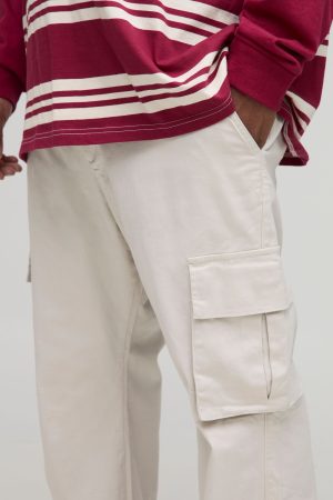 Plus Fixed Waist Cargo Flared Trousers
