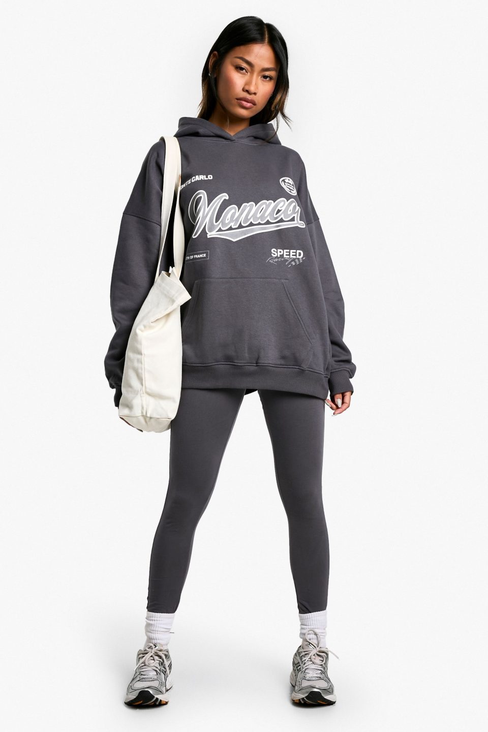Monaco Slogan Oversized Hoodie And Legging Set