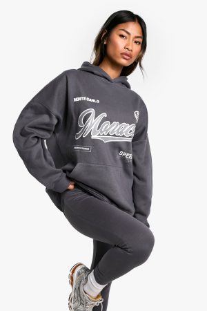 Monaco Slogan Oversized Hoodie And Legging Set