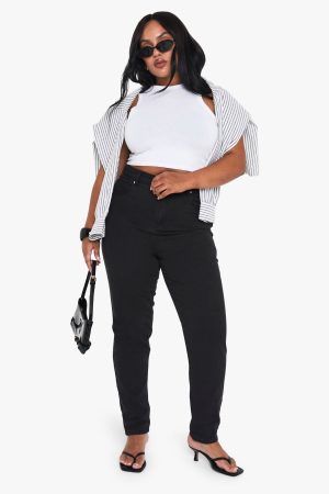 Plus High Waist Slim Mom Jeans