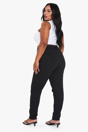 Plus High Waist Slim Mom Jeans