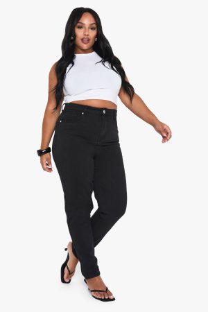 Plus High Waist Slim Mom Jeans