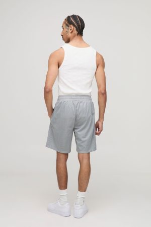 Varsity Graphic Mid Length Mesh Basketball Shorts