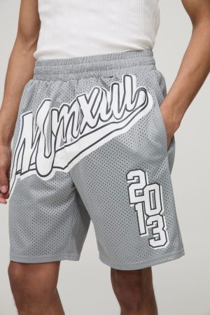 Varsity Graphic Mid Length Mesh Basketball Shorts