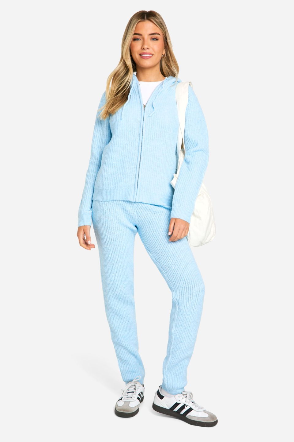 Soft Fine Guage Zip Through Hoody Knitted Tracksuit