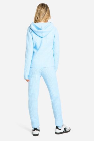 Soft Fine Guage Zip Through Hoody Knitted Tracksuit