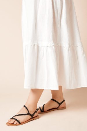 Jamie Plaited Asymmetric Strap Flat Sandals