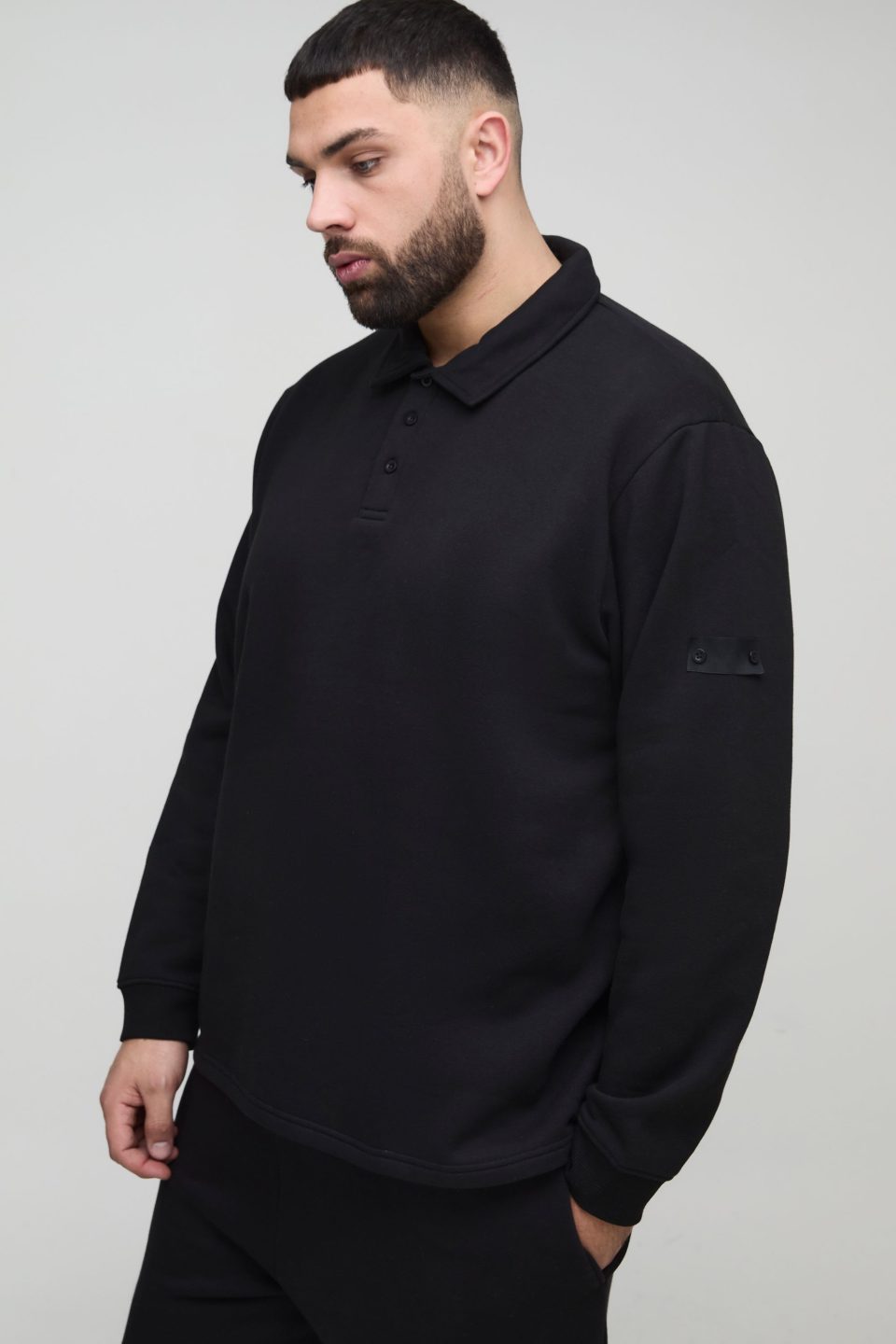 Plus Woven Tab Rugby Polo