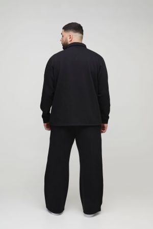 Plus Woven Tab Rugby Polo