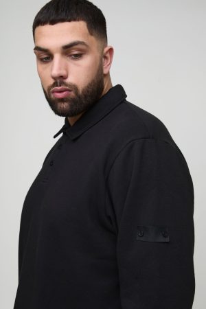 Plus Woven Tab Rugby Polo