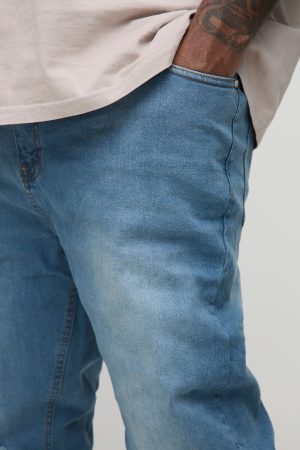 Plus Busted Knee Skinny Stacked Jeans