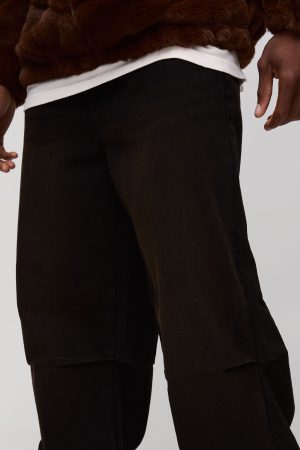 Wide Leg Rigid Pleated Dart Washed Denim Jeans
