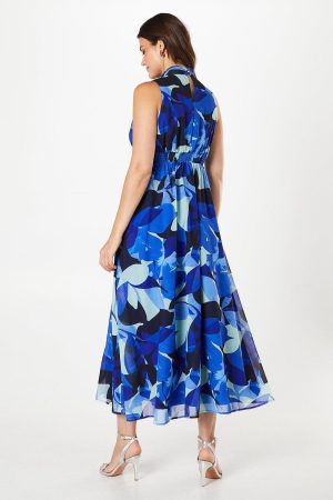 Petite High Neck Pleat Detail Sleeveless Maxi Dress
