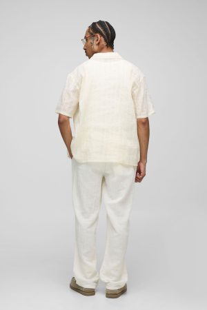 Straight Leg Elasticated Waist Cheesecloth Trouser