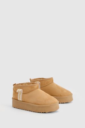 Ultra Mini Embroidered Platform Cosy Boots