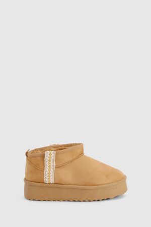 Ultra Mini Embroidered Platform Cosy Boots