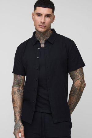 Tall Linen Regular Fit Short Sleeve Shirt