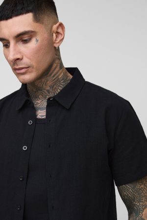 Tall Linen Regular Fit Short Sleeve Shirt