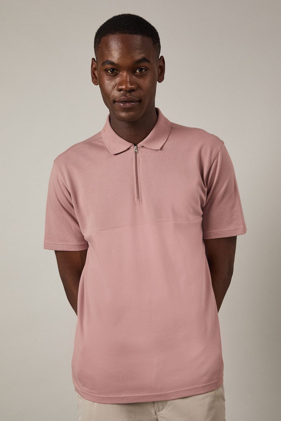 Pink Birdseye Yoke Polo Shirt