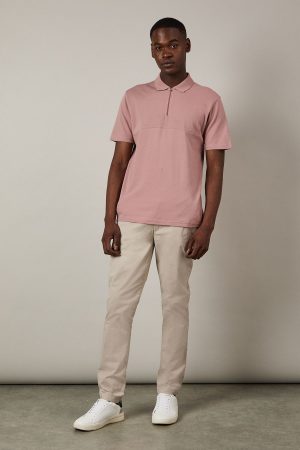 Pink Birdseye Yoke Polo Shirt