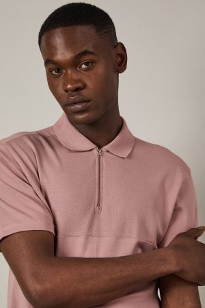 Pink Birdseye Yoke Polo Shirt