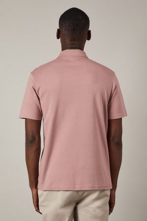 Pink Birdseye Yoke Polo Shirt