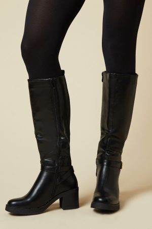 Kahlani Buckle Detail Back Elastic Chunky Platform Knee Boot