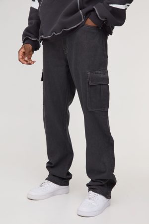 Tall Zip Hem Straight Fit Cargo Jeans