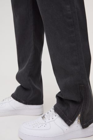 Tall Zip Hem Straight Fit Cargo Jeans