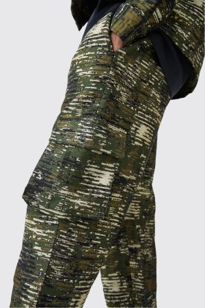 Textured Camo Relaxed Cargo Trouser