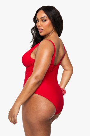 Plus Tummy Control Plunge Swimsuit