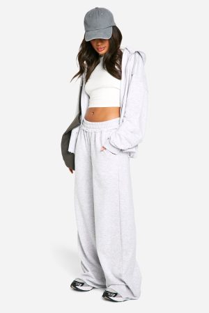 Raw Hem Distressed Detail Oversized Zip Through Hoodie