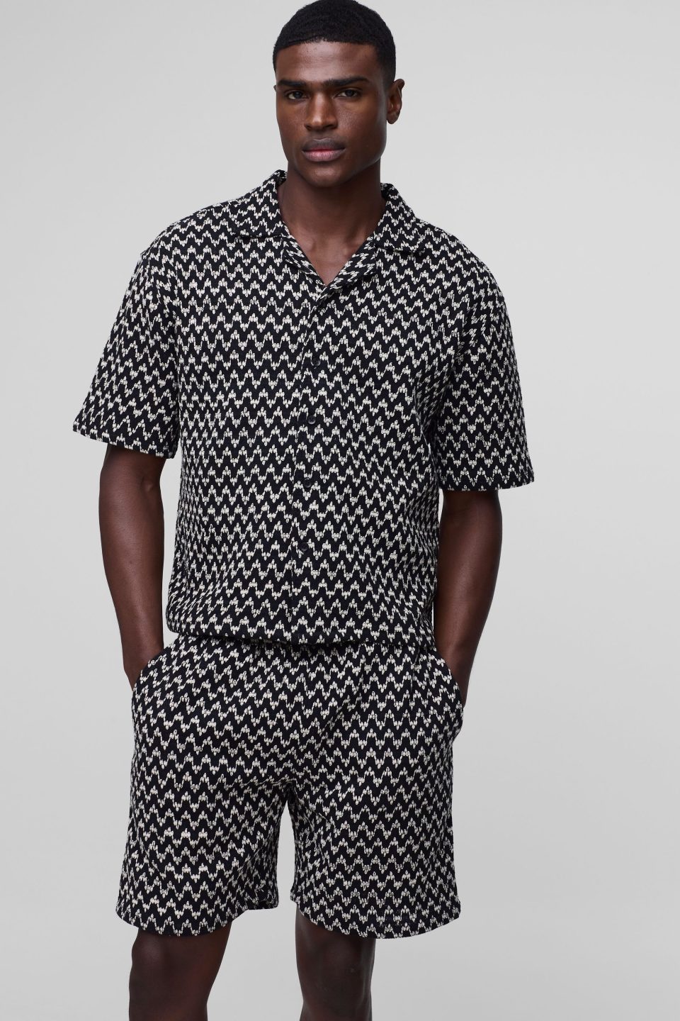Oversized Boxy Crochet Shirt & Relaxed Short Set