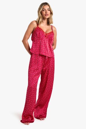 Ditsy Heart Print Cami & Trousers Pyjama Set