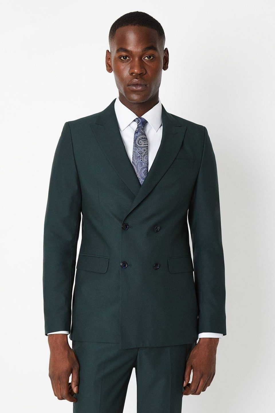 Dark Green Slim Fit Suit Double Breasted Blazer