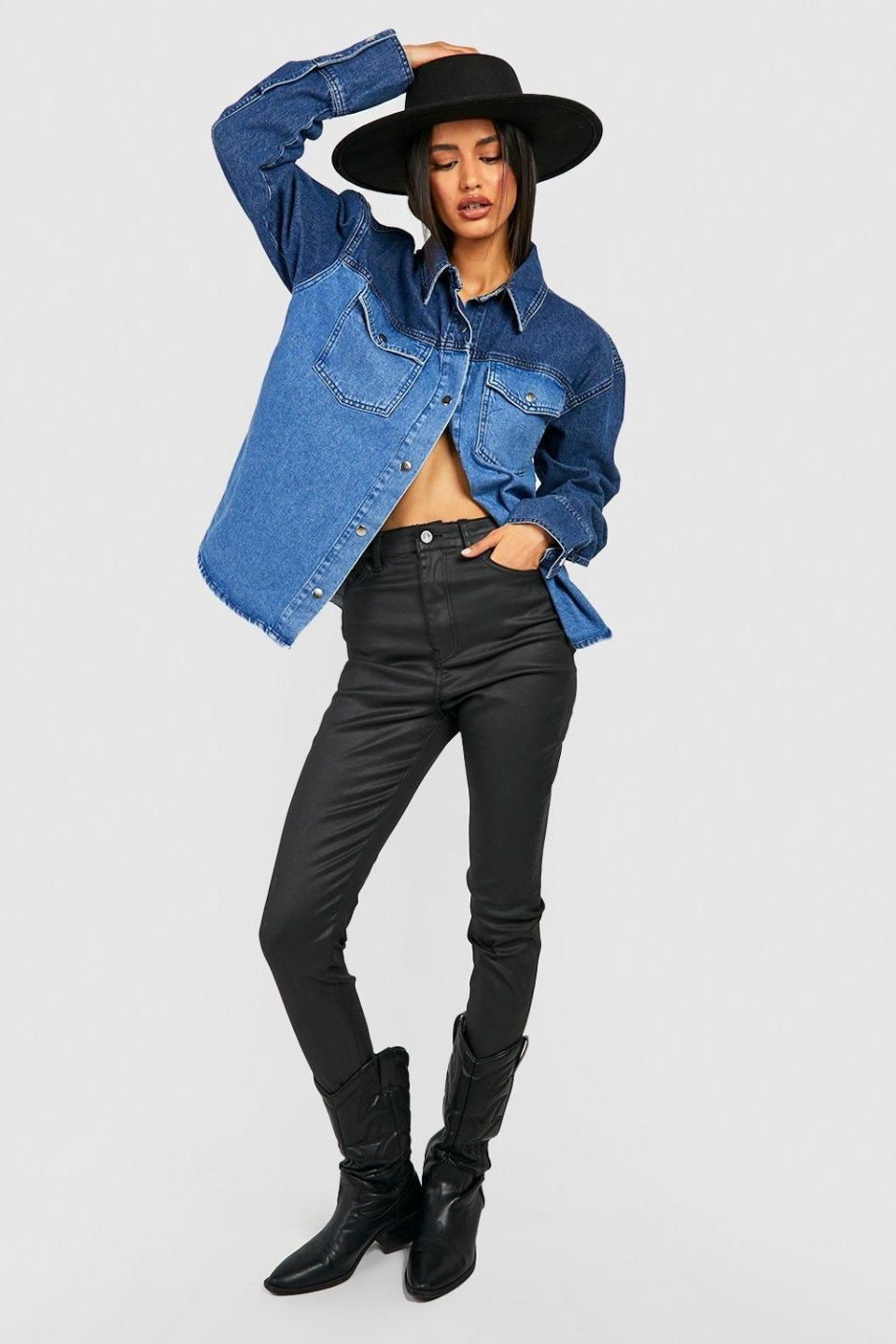 Coated 5 Pocket High Waisted Skinny Jeans